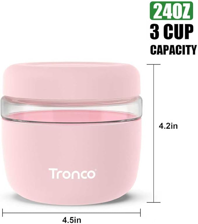 Tronco 24 oz Glass Food Storage Containers with Lids, Airtight, Leak & Spill Proof Glass Lunch Bowls for Meal Prep, Salad, Yogurt, Soup & Stew, Microwave & Dishwasher Safe, BPA-Free, Set of 2