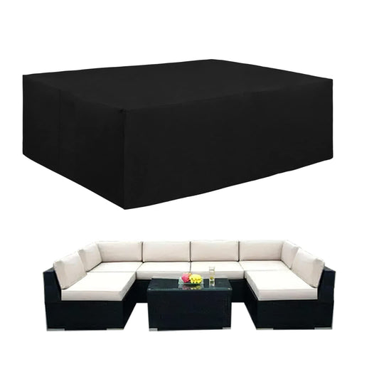 Easy-Going 600D Heavy Duty Patio Furniture Cover, Outdoor Rectangular Table and Chair Set, Waterproof Sectional Set (110"L x 84"W x 28"H, Black)