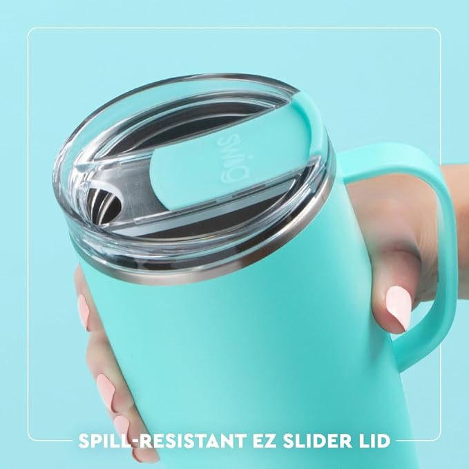 Swig Life 22oz Travel Mug, Insulated Tumbler with Handle and Lid, Travel Coffee Mug, Cup Holder Friendly, Stainless Steel 22 oz Tumbler, Reusable Insulated with Lid (Saltwater Camo)