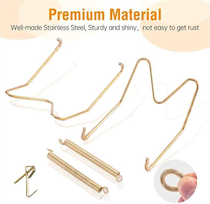 Bilillo 6 Pieces Invisible Heavy Duty Plate Holder, Stainless Steel Plate Hangers for The Wall, Plate Hangers for Display with Wall Hooks, Suitable for 4-5 inch Decorative Plates and Arts (Gold)