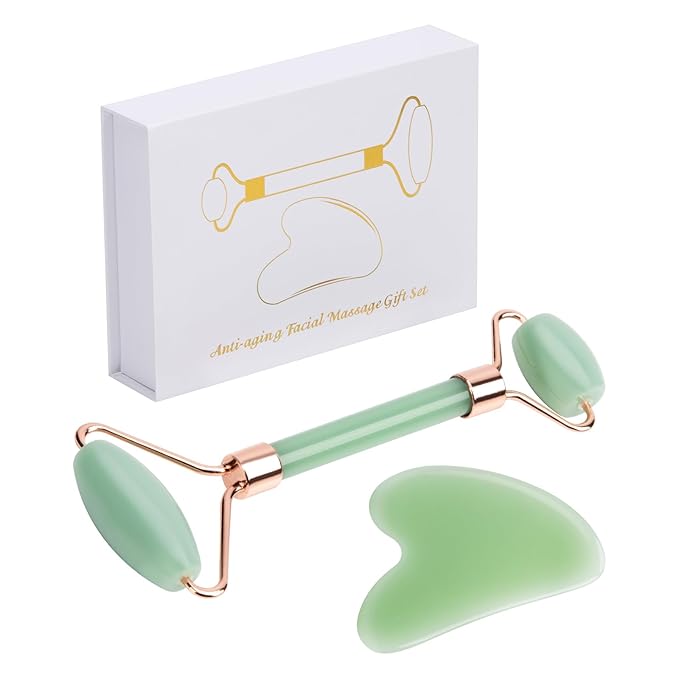 Ice Roller For Face ,Jade Roller & Gua Sha Facial Tool,Reusable Ice Stick Remove Dark Circle,Massager for Wrinkles & Eye Puffiness,Silicone Ice Mold for Face Beauty,Skin Care Gift Set for Women Men