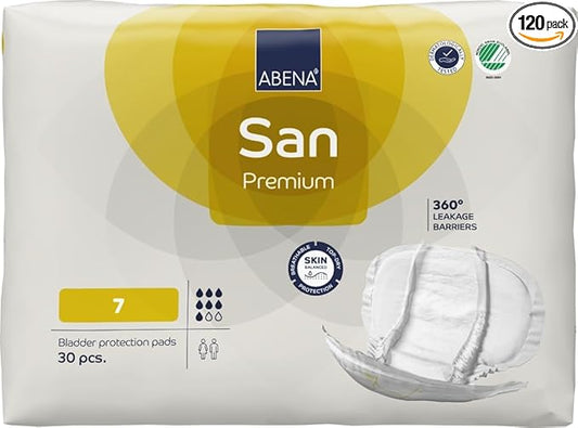 Abena San Premium Incontinence Pads, Moderate Absorbency, (Sizes 4 to 7), Size 7, 120 Count