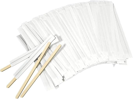 5×1000Pcs Disposable Wood Coffee Stir Sticks Stirrers Individually Paper Wrapped Coffee Tea Beverage Stirrers Stirrings 5.5 Inch,140mm