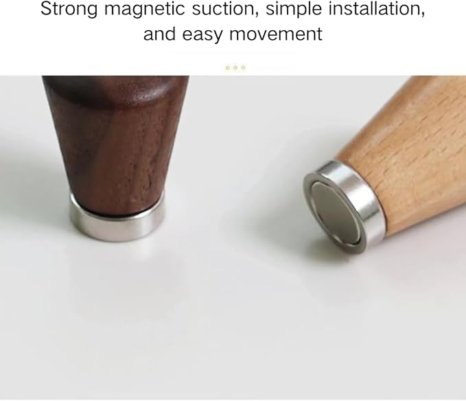2 PCS Retro Magnetic Hooks, Wrought Iron Wooden Ball Hooks, Creative Punch-Free Storage for Refrigerators, Metal Doors, and Lockers (Beech Wood,L)