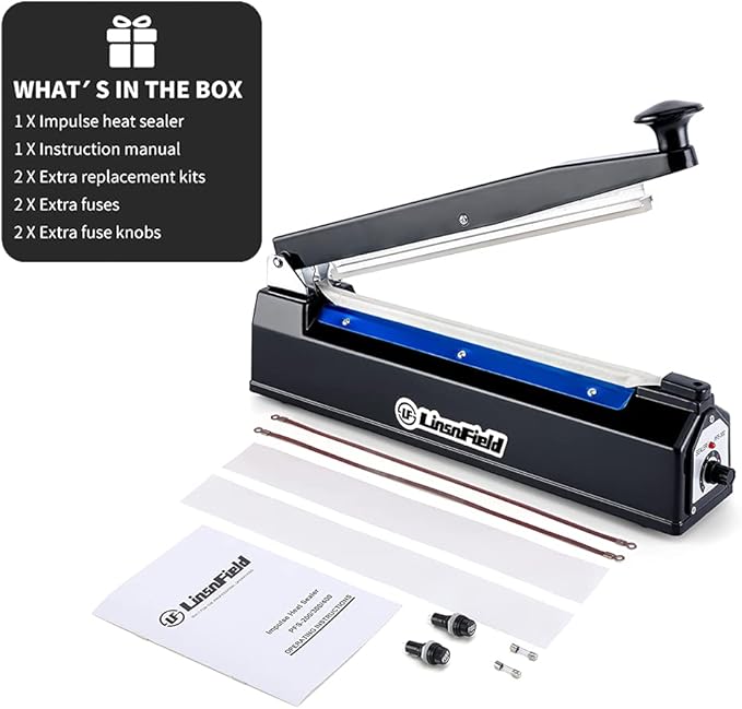 Sealer Pro, 8-inch Impulse Heat Sealer, 2-mm Sealing Width Super Heavy Duty Bag Sealing Machine with Extra 2 Replacements,Black