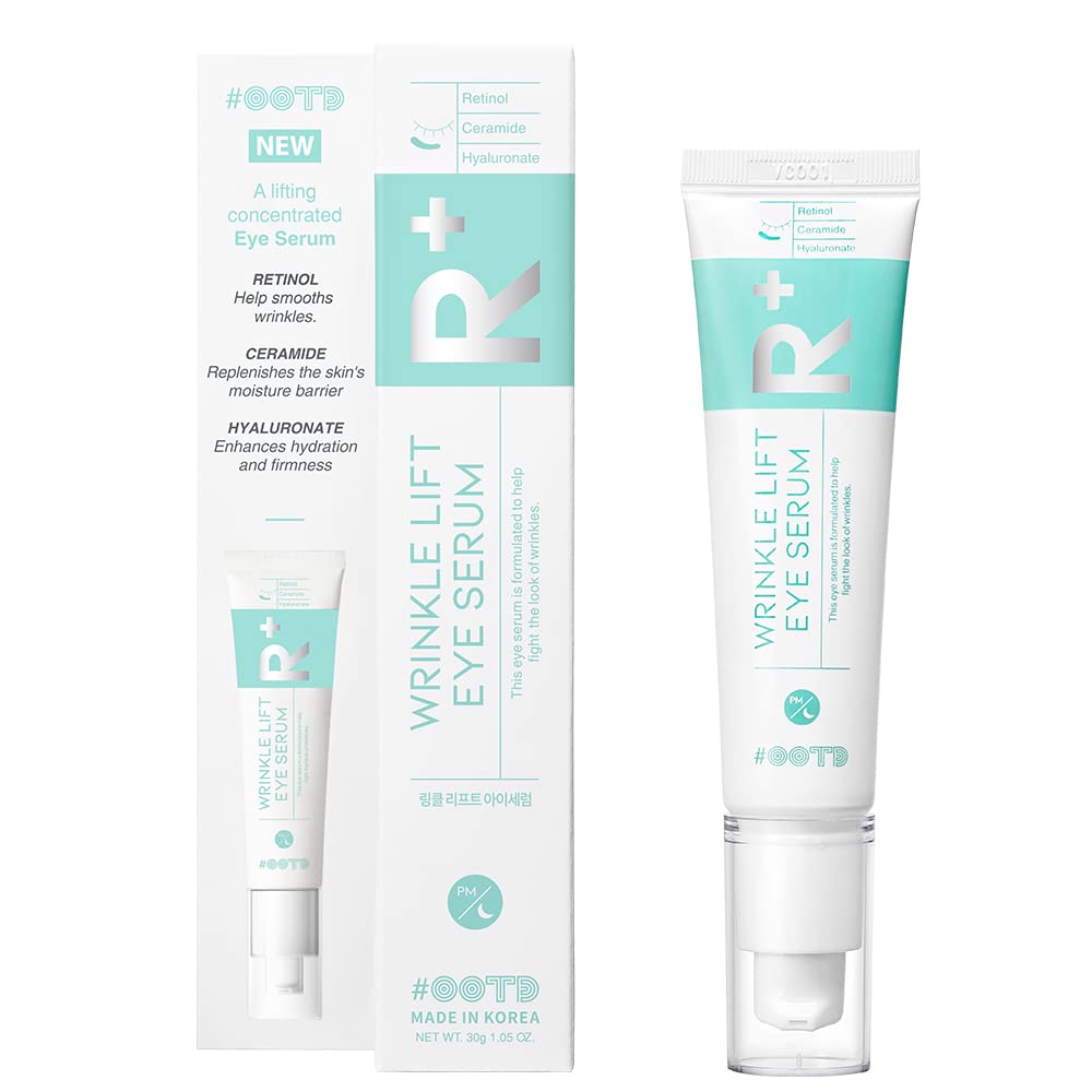 Retinol Eye Cream Serum For Wrinkle Lift, Anti Aging, Under Eye Bag, Puffy Eyes and Dark Circles Treatment, Ceramide, Hyaluronate, Korean Vegan Eye Facial Serum 30g