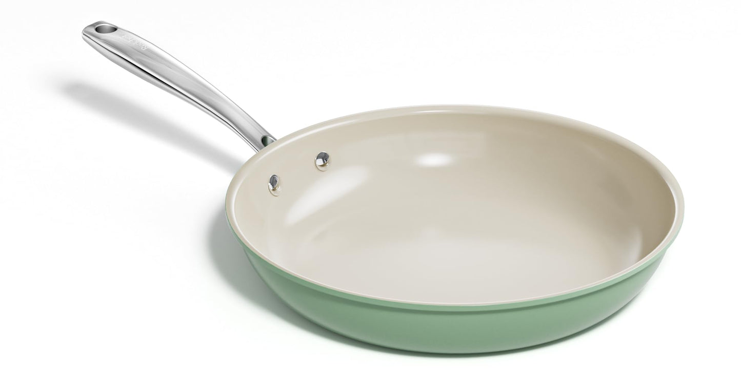 Redchef Nonstick Frying Pan Skillet, Ceramic Non-Stick Saute Pans, 11 inch Cooking Fry Pan with Stay Cool Handle, All Stovetops (Gas, Electric & Induction), Dishwasher/Oven Safe, PFAS-Free (Green)