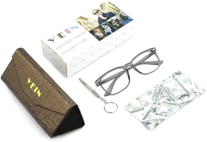 YEIN Bifocal Reading Glasses with Blue Light Blocking Lenses, Bifocal Reader for Women and Men, Vintage Square frame with Spring Hinge (+0.50/+2.75 magnification)