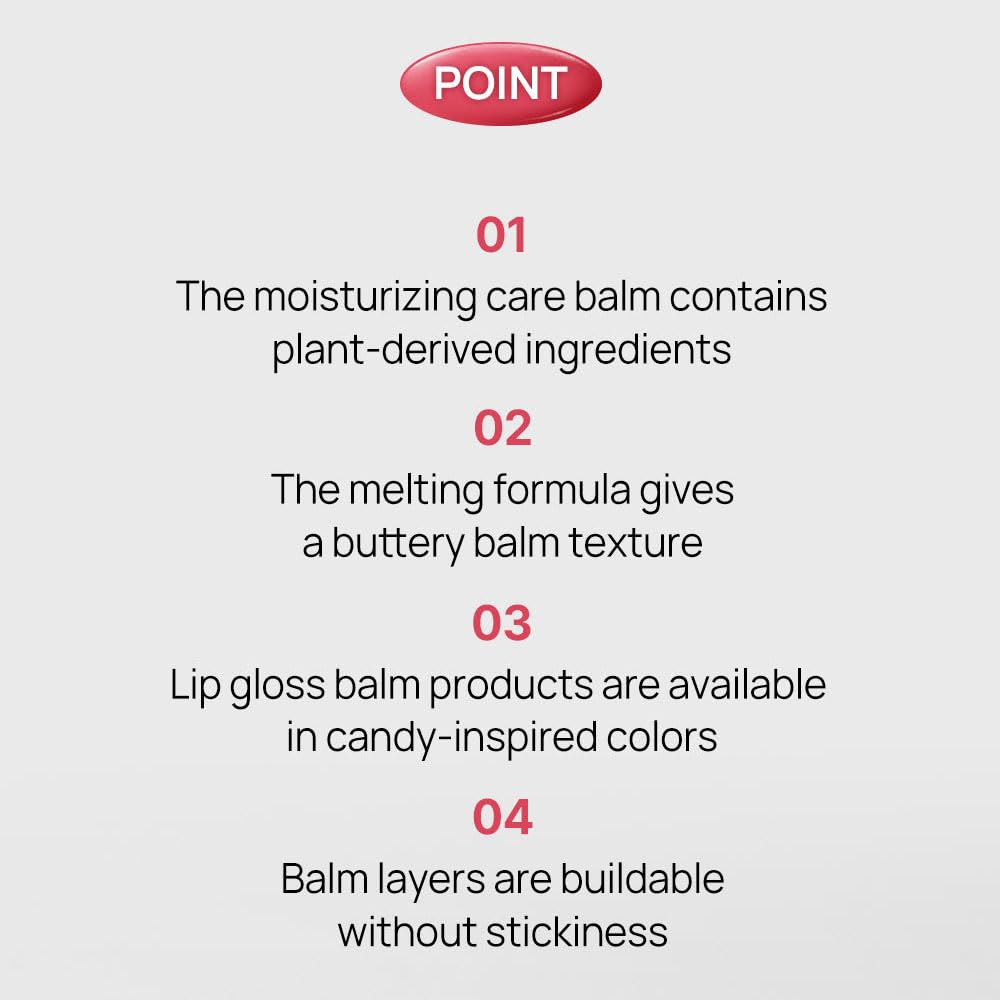 YNM Candy Gloss Balm (04 PEONY BERRY, 3g) (+9 colors) K-beauty, Tinted, Color Lipstick Balm, Glossy, Moisture, korean, Jello lips, Non-Sticky and Long-lasting