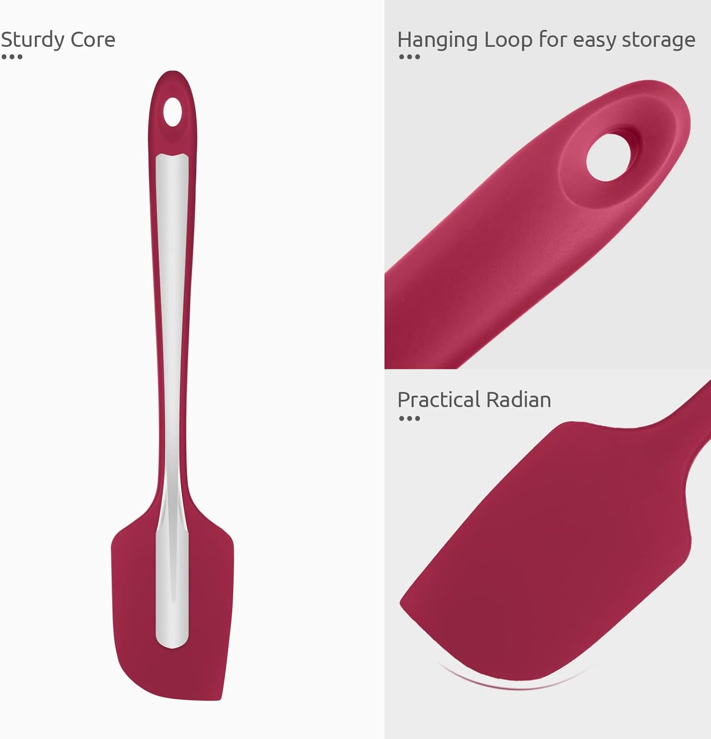 Heat Resistant Silicone Large Spatula: U-Taste 600ºF High Heat Flexible 11.38in Silicon Mixing Stirring Cooking Scraping Baking Bowl Scraper Seamless Spreader for Kitchen Nonstick Cookware (Red)