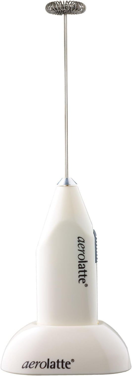 Aerolatte Milk Frother with Counter Stand, The Original Steam-Free Frother, Ivory, Batteries Included