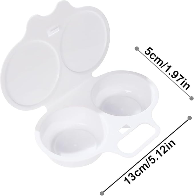 White Egg Poacher, Microwave Egg Boiler Poacher, Microwave Egg Poacher, 2 Cavity Nonstick Poached Egg Maker With Lid, Egg Cooker, Double Drain Poached Cups Specialty Cookware