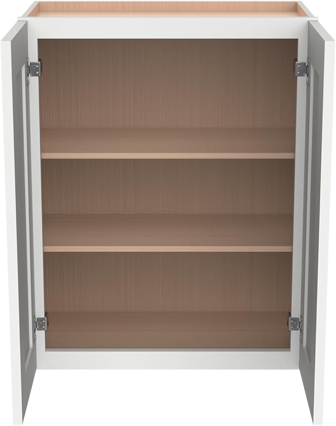 Wall-Mounted Cabinet – Solid Wood Shaker Style Medicine Cabinet with Adjustable Shelves & Soft-Close Doors for Bathroom, Kitchen, and Office Storage (Origami White, 24" W x 12" D x 36" H)