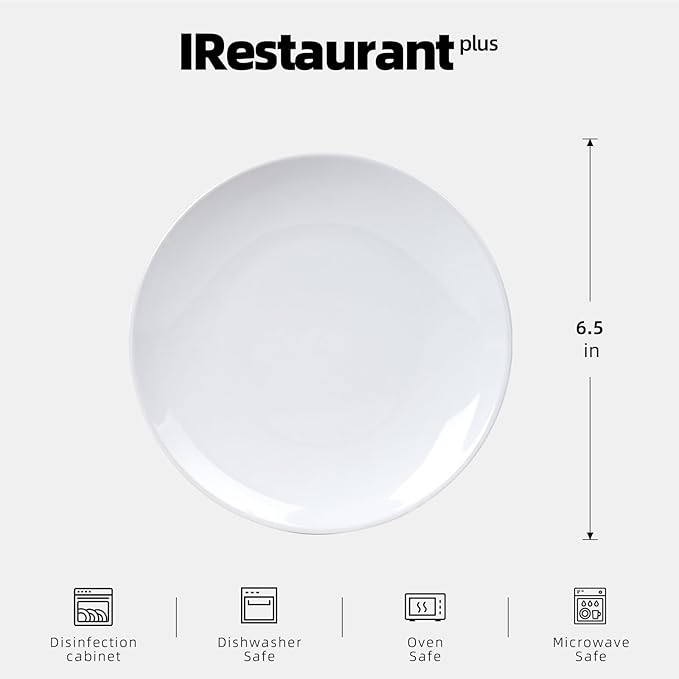 Stoneware Coupe Commercial Grade Dinnerware Bright White, Plate 6.5", Case of 36