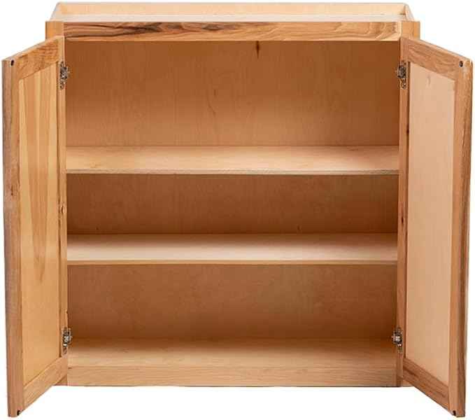 Quicklock RTA (Ready-to-Assemble) 42" Tall Wall Kitchen Cabinets - Shaker Style | 100% Hardwood | Made in America | Soft Close Hardware (12" D x 27" W x 42" H, Rustic Hickory)