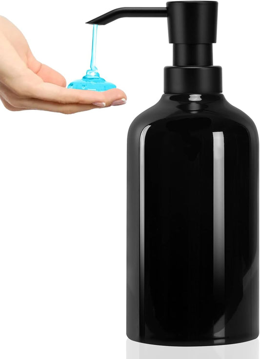 Ceramic Black Soap Dispenser Bathroom, 16.9oz Hand Soap Dispenser for Kitchen, Hotel