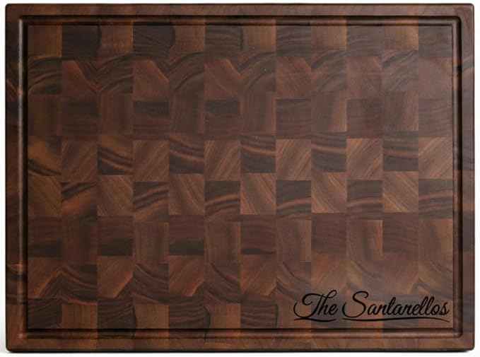 Handmade Personalized Walnut End Grain Cutting Board – Custom Engraved Wood Chopping Block, Perfect Gift for Home Chefs by GrainWoods (19x13x2 Inches)
