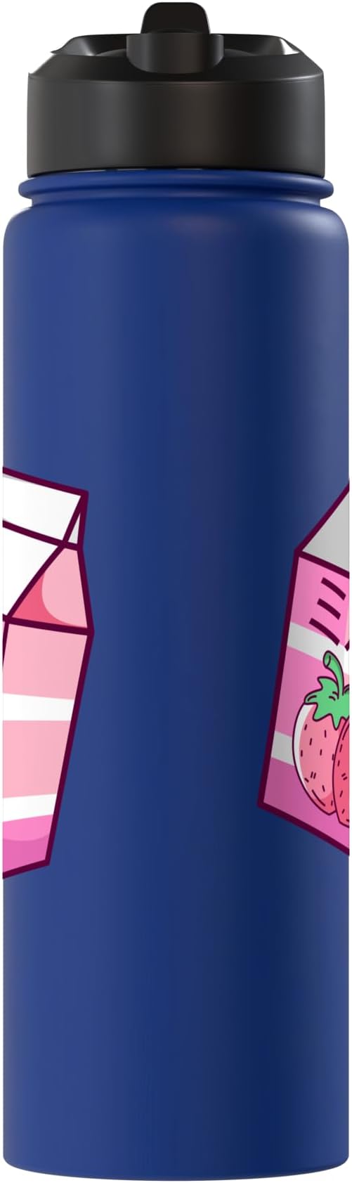 Kawaii Japanese Pink Retro 90s Strawberry Milk Carton Stainless Steel Insulated Water Bottle