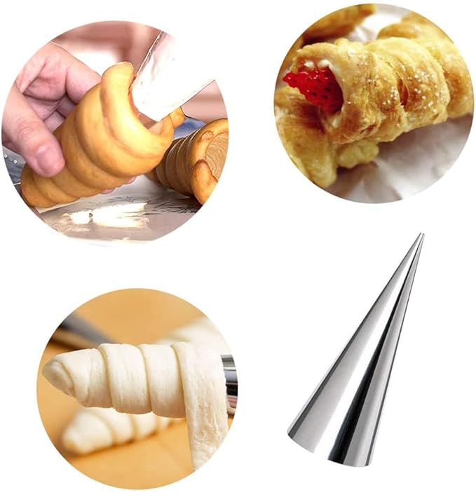 30 Pack Cream Horns Molud Set, Large Stainless Steel Canolis Forms Cannoli Kit for Baking Cannolis, Croissant Shell, Cream Roll Dessert, Safety Filled Edges