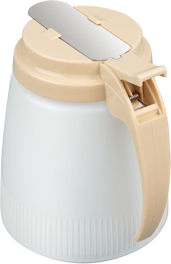 Restaurantware-Chef 101 32 Ounce All Purpose Syrup Dispensers, 10 Honey Dispensers - Beige Top, Stainless Steel Slide Cover, Plastic Pancake Syrup Bottle, Perfect For Diners, Restaurants, Home