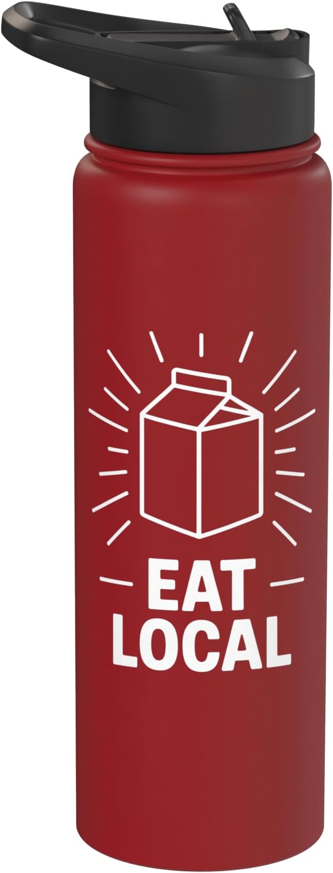 Funny Eat Local Milk Carton Minimalist Saying Stainless Steel Insulated Water Bottle