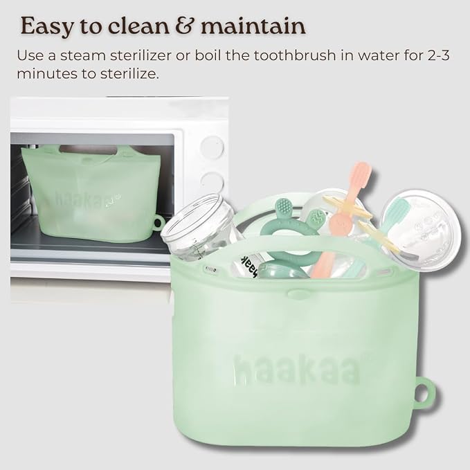 haakaa 360° Silicone Baby Toothbrush – 100% Soft Food Grade Silicone, BPA-Free, Suction Base, Safe for Babies 6 Months+, Gentle Gum and Teeth Cleaning for Infants, Gum Massager (Banana)