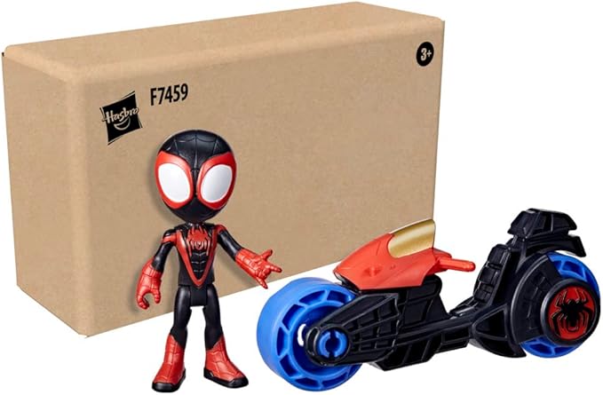 Spidey and His Amazing Friends Miles Morales Action Figure with Toy Motorcycle, Preschool Toys, Ages 3 and Up