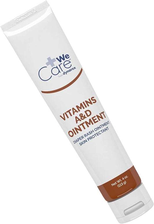Dynarex Vitamins A & D Ointment, Ointment with Vitamin A and Vitamin D Skin Protectant, for Diaper Rash and Discomfort, White, 1-4 oz. Tube
