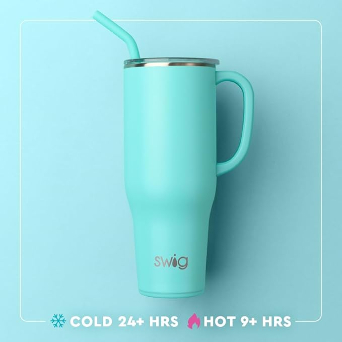 Swig Life 40oz Mega Mug, 40 oz Tumbler with Handle, Cup Holder Friendly, Dishwasher Safe, Extra Large Insulated Tumbler, Stainless Steel (Bourbon Barrel)