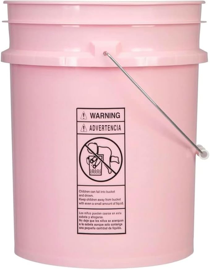 House Naturals 5 Gallon Premium HPDE Plastic Bucket - Made in USA Food Grade Storage Container, BPA Free All Purpose Pail (2, Pink)