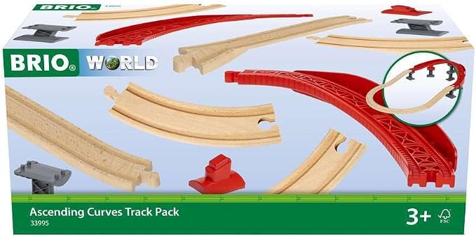 BRIO Ascending Curves Track Pack - Expertly Crafted Railway Expansion | FSC-Certified Beech Wood | Enhances Motor Skills | Perfect for Kids Aged 3+