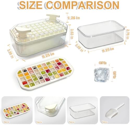 Plastic Ice Cube Trays with Bin and Scoop for Freezer+Mini Ice Cube Trays with Lids