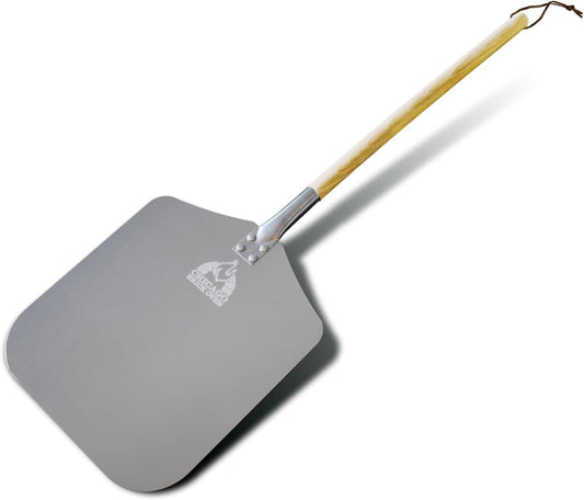 Chicago Brick Oven Pizza Peel 12" x 14", Pizza Paddle, 35.5" Long Aluminum Metal Pizza Peel with Detachable 21" long Wooden Handle, Pizza Turning Spatula, Pizza Shovel