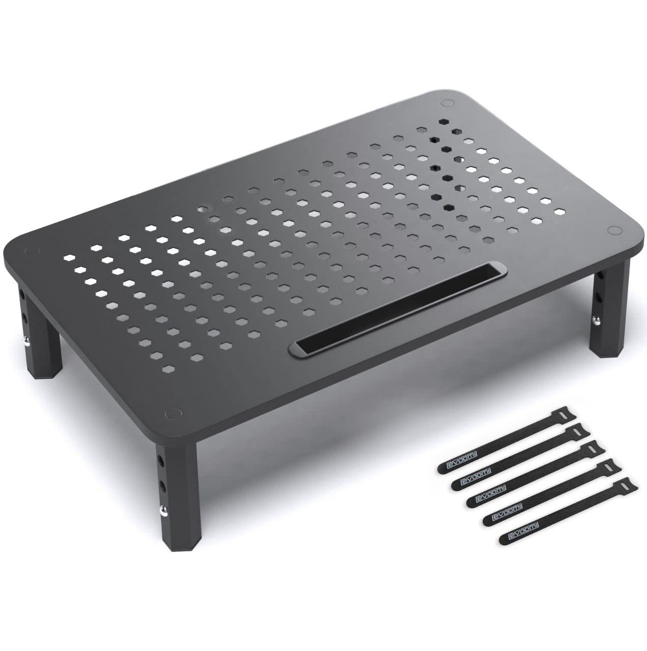 EVOOMI Monitor Stand Riser - Upgraded for Faster Productivity - Anti-Skid, HD Hexagonal Steel - Free Cable Ties - Computer Stand - Laptop, Desktop, Printer, iMac (Simple)