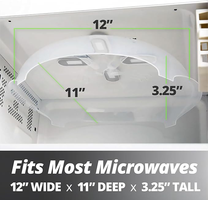HOVER COVER Magnetic Splatter Cover, 12-Inch Clear BPA-Free Food Lid, Vented Plate Guard with Steam Vents, Anti-Splash Microwave Lid - Heather Gray