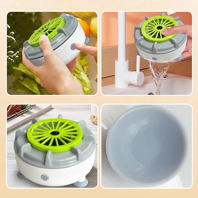 Efficient Portable Fruit and Vegetable Washers, Fruit and Vegetable Cleaning Machine, Electric Fruit Cleaner for Washing Fruits, Vegetables, Grain, Meat, Water-Proof & Wireless Charging (C)