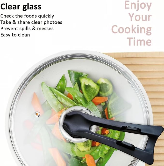 Glass Lid For Pots, Pans and Skillets, Round Tempered Clear Glass Cover Replacement with Steam Vent, Heat Resistant Handle, 11″, 12″, 12.5″, 13.5″ And 14″