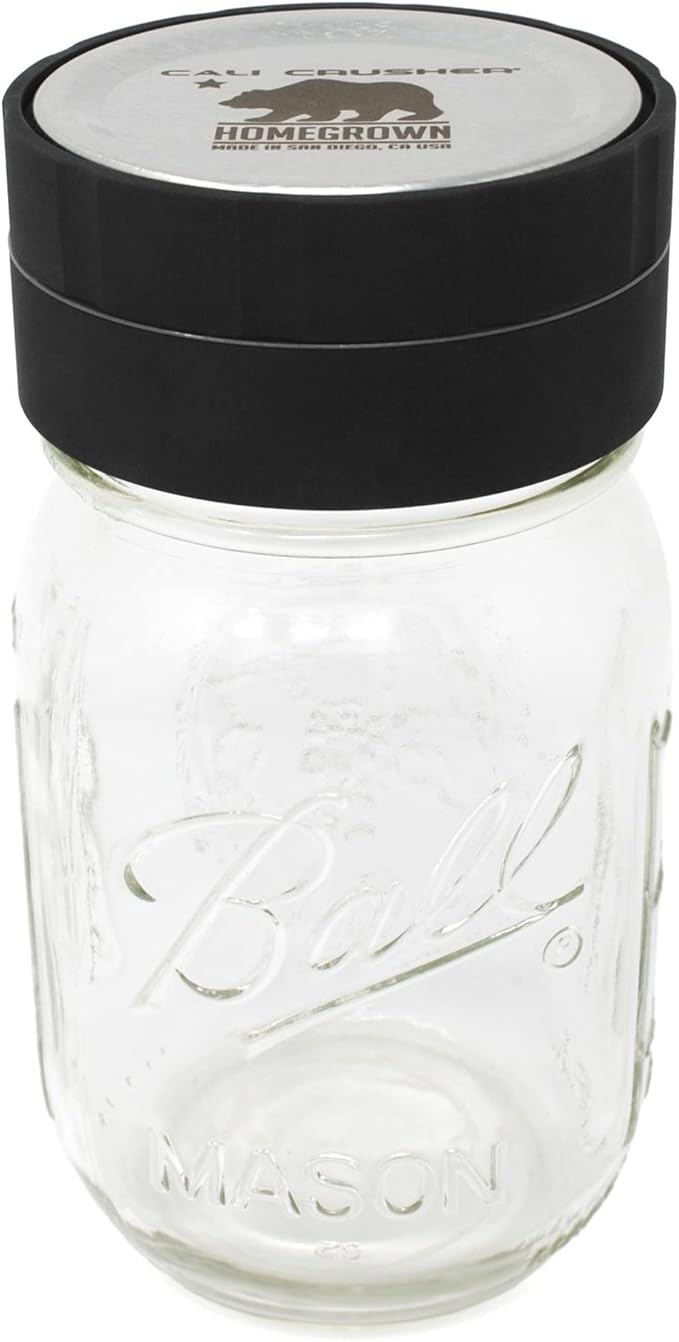 Homegrown Jar Head - 2 Piece Ball Mason Jar Herb & Spice Grinder - Black