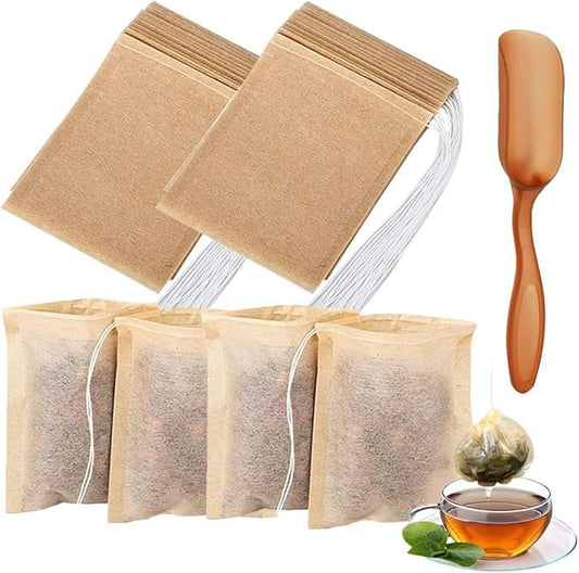 300pcsTea Filter Bags, Tea Bags for Loose Leaf Tea Safe & Natural Material, Disposable Tea Infuser for Loose Leaf Tea, Coffee, Spice, Herbs (2.36 x3.15 inch)