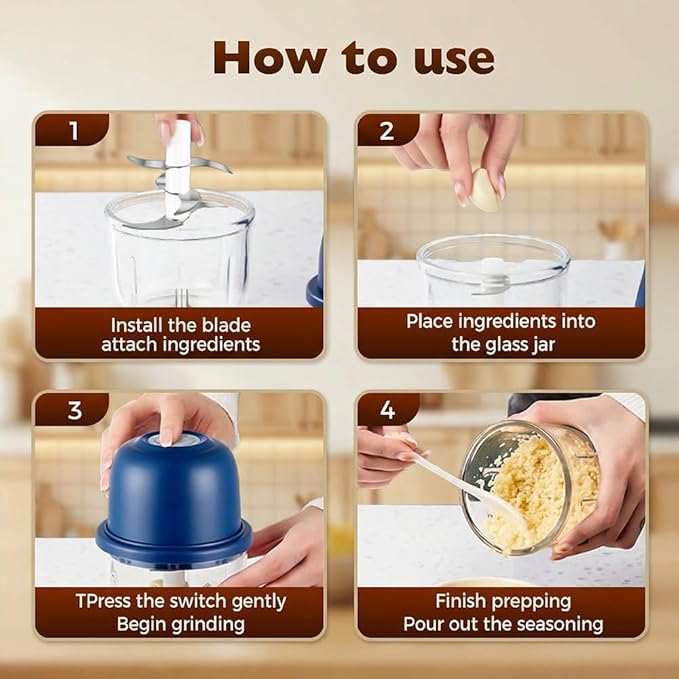 2026 New Electric Garlic Chopper,Vegetable Food Chopper,Mini Food Processor,Portable Rechargeable Cordless Chopper for Onion,Chili,Ginger,Nuts,Meat & Fruits 350ml (Dark green)