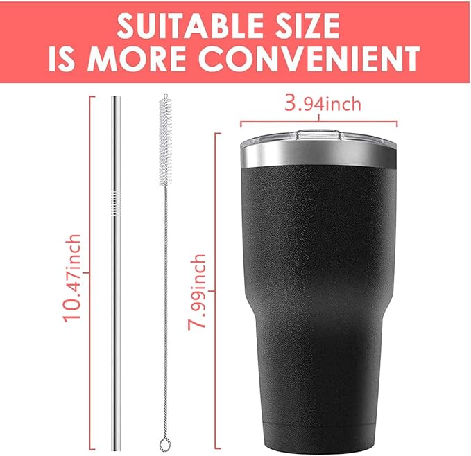 30oz Stainless Steel Travel Mug with Lid, 8 Pack Double Wall Vacuum Insulated Bulk Tumbler with 8 Straws, Powder Coated Coffee Cup Suitable for Vehicle Cup Holders(Assorted Colors)