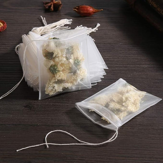 50 Pcs Tea Filter Bags Disposable Tea Bags for Loose Tea Herb Spice Empty Mesh Small Drawstring Seal Infuser Strainer Diy Bath Tea Bags Sachets (2.36x2.75inch)