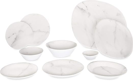 Carlisle FoodService Products Ridge Reusable Plastic Bowl for Home and Restaurant, Melamine, 52 Ounces, Marble, (Pack of 12)