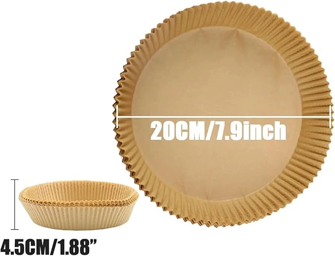 Large Air Fryer Disposable Paper Liners Nonstick 23cm Oven Airfryer Parchment Baking Paper ，Compatible For Ninja，Compatible For COSORI ，Grill Cooking Basket(20cm round,200 Pcs)