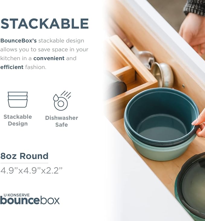 U Konserve Platinum Silicone Food Storage Bento Box Dual Seal Container - Leak Proof, Shatter Proof, Dishwasher Safe, Plastic Free - 8oz (Night Harvest)