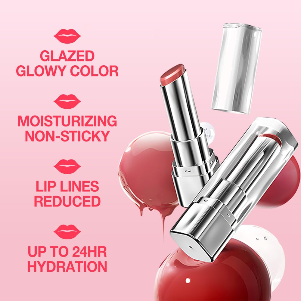 1Pcs Tinted Lip Balm Moisturizing Lipstick – Watermelon Peach Pink Sheer Hydrating Lip Color for Dry Lips – Nourishing Lip Balm for All Women with a Subtle Natural Scent (S02 Summer)