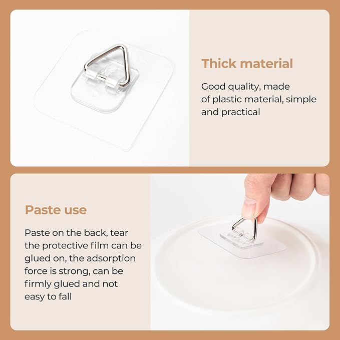 Bilillo 40 Pack Invisible Adhesive Wall Plate Hangers, 2.3 Inch Plastic Plate Holders for Decorative Plates, Photo Frames, and Wall Art Display