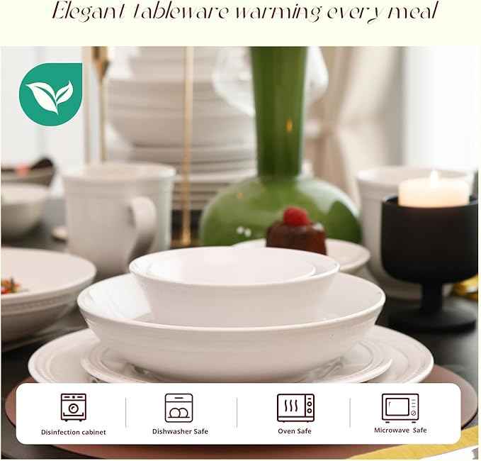 Peal Dots Stoneware Dinnerware Set (42pc Set, White)