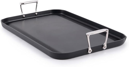 All-Clad HA1 Hard Anodized Nonstick Griddle Pan For Stovetop 13 x 20 Inch, Double Burner, Professional Cookware, Dishwasher-Friendly, Oven-Safe Up to 500°F, Black