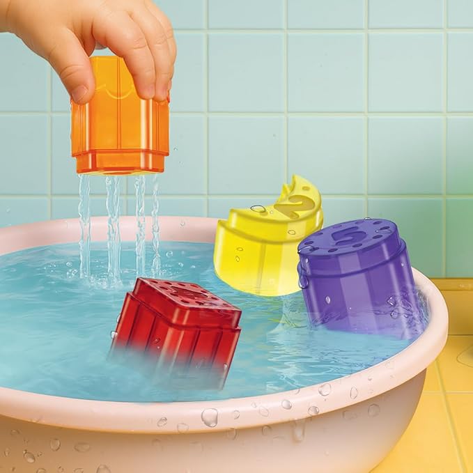Imagimake Bath Blocks Baby Toys | Leaps & Bounds Bath Toy for Toddlers 12+ Months | Learning Toy for Toddler & Infant | 3-in-1 Play & Learn | Strain, Stack & Learn Numbers | Gift for Kids 1+ Year Old